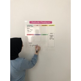 Haftalık Planlayıcı Takvim Akıllı Kağıt Tahta Yazı Tahtası Planner + Kalem 50x50 Cm Özel Baskılı