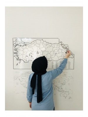 Türkiye ve Dünya Haritası Yazı Tahtası Akıllı Kağıt Tahta Statik Tutunabilir Kağıt + Kalem