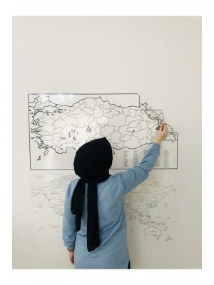 Türkiye ve Dünya Haritası Yazı Tahtası Akıllı Kağıt Tahta Statik Tutunabilir Kağıt + Kalem