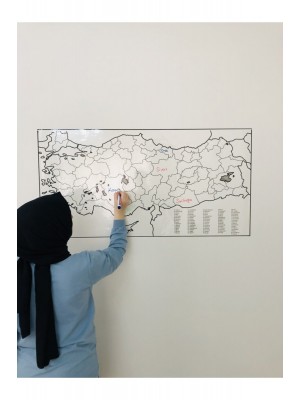 Türkiye ve Dünya Haritası Yazı Tahtası Akıllı Kağıt Tahta Statik Tutunabilir Kağıt + Kalem