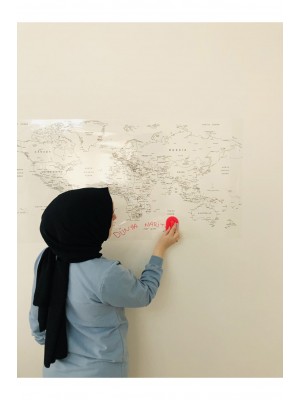 Türkiye ve Dünya Haritası Yazı Tahtası Akıllı Kağıt Tahta Statik Tutunabilir Kağıt + Kalem