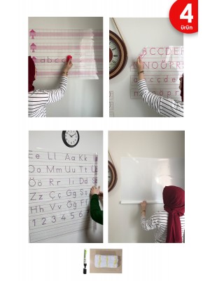 İlkokul 1.sınıf için yazı tahtası eğitim seti akıllı kağıt tahta 4lü