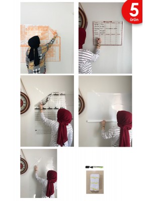 İlkokul 2.3.4.sınıf Yazı Tahtası Eğitim Seti Akıllı Kağıt Tahta 5li Paket