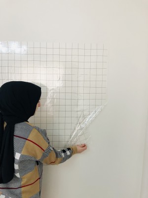 Kareli Şeffaf Tahta Akıllı Kağıt Tahta Yazı Tahtası 120x100 Cm Kalem Hediyeli