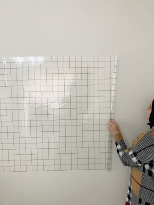 Kareli Şeffaf Tahta Akıllı Kağıt Tahta Yazı Tahtası 120x100 Cm Kalem Hediyeli