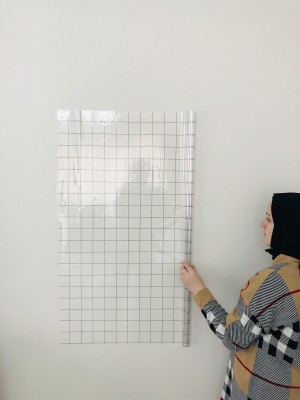 Kareli Şeffaf Tahta Akıllı Kağıt Tahta Yazı Tahtası 120x100 Cm Kalem Hediyeli