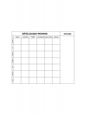 Kpss Çalışma Programı Yazı Tahtası Şeffaf Akıllı Kağıt Tahta Kalem Hediyeli 120x100 Cm