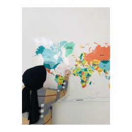 Dünya Haritası Akıllı Kağıt Tahta Yazı Tahtası Özel Baskı Renkli + Yazı Tahtası Kalemi 1 Adet