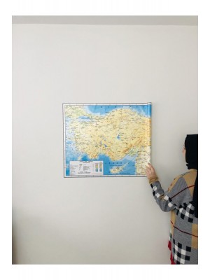 Türkiye Fiziki Haritası Dekoratif Türkiye Haritası Akıllı Kağıt Tahta 116x65 Cm