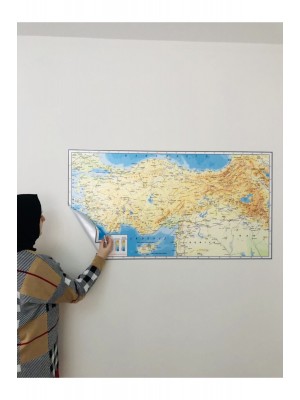 Türkiye Fiziki Haritası Dekoratif Türkiye Haritası Akıllı Kağıt Tahta 116x65 Cm