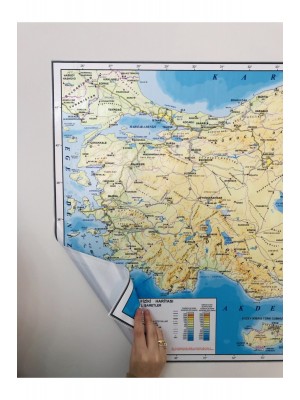 Türkiye Fiziki Haritası Dekoratif Türkiye Haritası Akıllı Kağıt Tahta 116x65 Cm