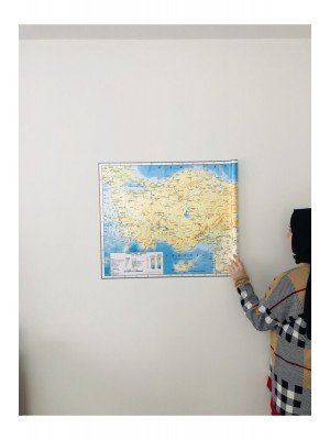 Türkiye Fiziki Haritası Dekoratif Türkiye Haritası Akıllı Kağıt Tahta 116x65 Cm