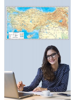 Türkiye Fiziki Haritası Dekoratif Türkiye Haritası Akıllı Kağıt Tahta 116x65 Cm