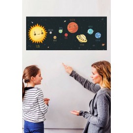 Güneş Sistemi Dekoratif Eğitim Amaçlı Akıllı Kağıt Tahta Yazı Tahtası 150x56 cm