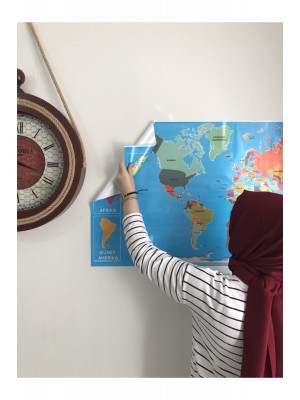 Tutunabilir Kağıt Dekoratif Tablo Eğitici Türkiye Ve Dünya Haritası Çocuk Duvar Sticker Yazı Tahtası Kağıt Tahta 2 Set